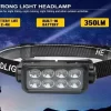 USB naglavna lampa za noćni ribolov, kampiranje, planinarenje – bijelo svjetlo, 350 lumena, s elastičnom trakom za glavu.