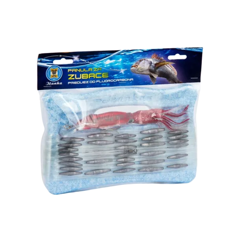 Panula za zubaca s olovnicama, namijenjena za lov ribe iz plovila u pokretu. Prikazana je panula s čvrstim motavilom, najlonom i raspoređenim olovnicama od 7 g, 10 g i 15 g. Idealna za lov duž obale, oko rtova i otoka, s dubinom lova od 30 do 40 metara.